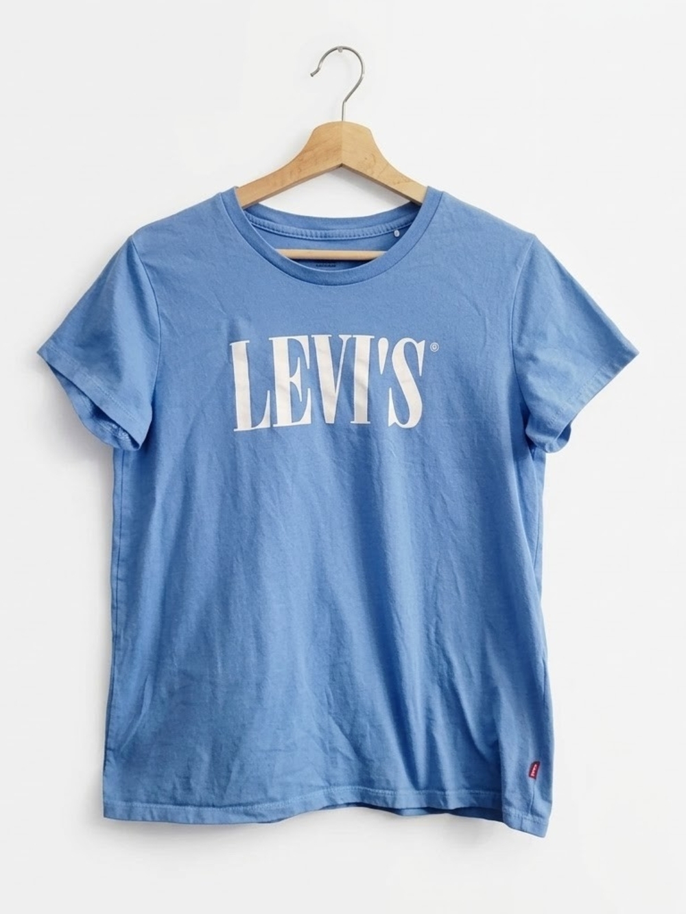 LEVI'S Women's L/G Blue Logo Crew Neck Tee Casual Normcore Summer Everyday Basic